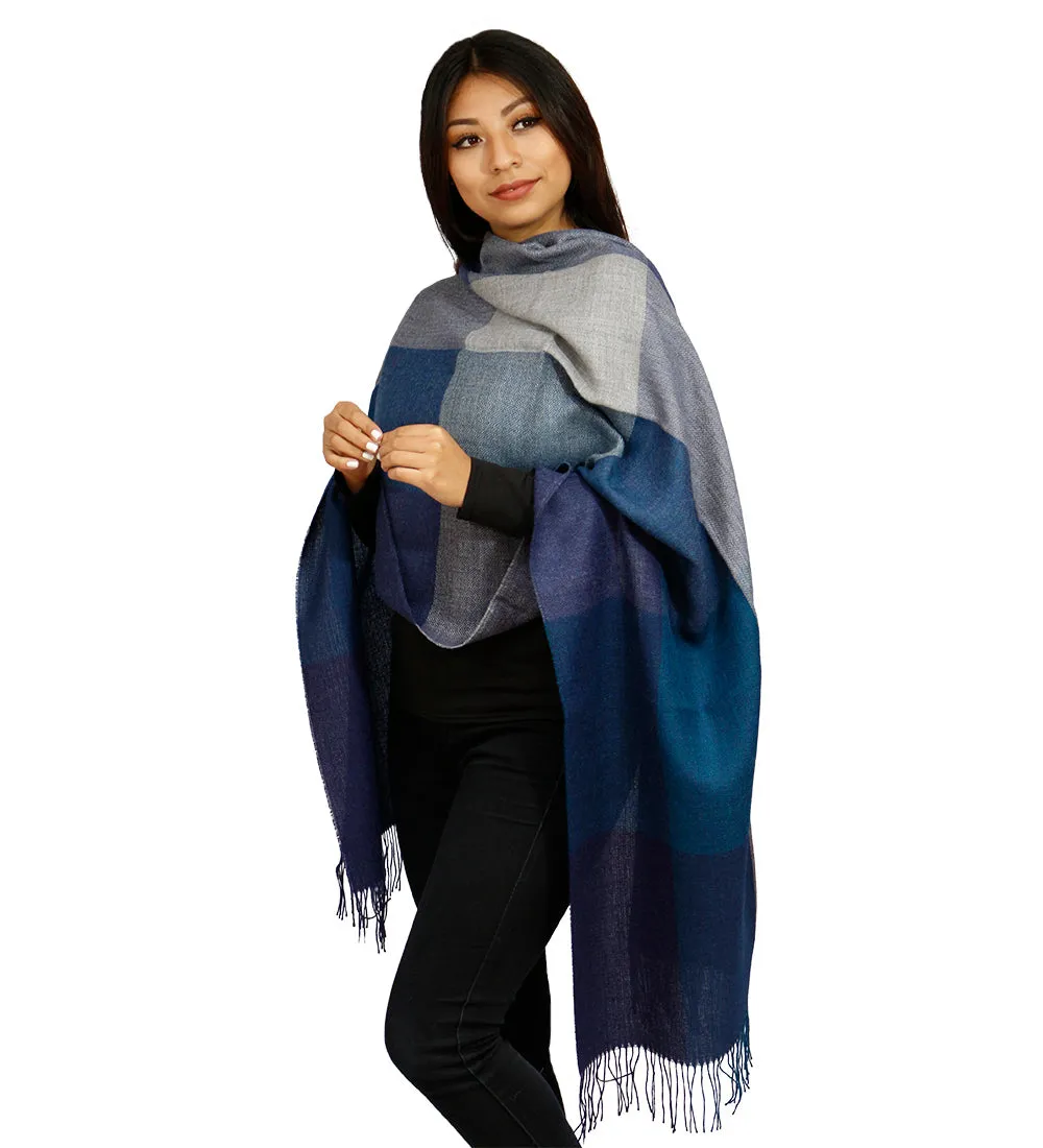 100% Baby Alpaca Wool Woven Shawl Wrap For Women Heavenly Soft And Warm Squares Design
