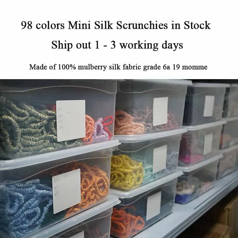 100 pieces mini silk scrunchies wholesale mix colors