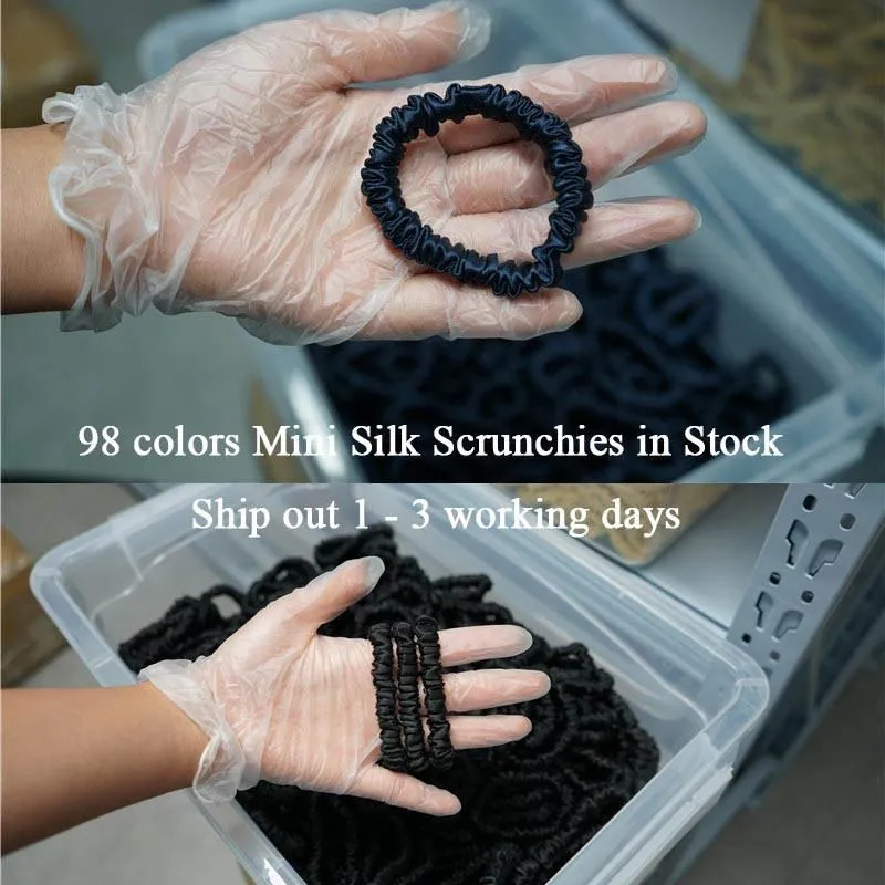 100 pieces mini silk scrunchies wholesale mix colors