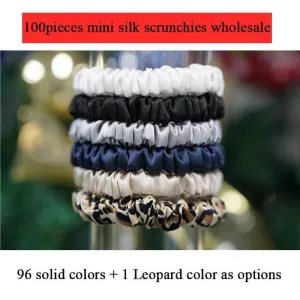 100 pieces mini silk scrunchies wholesale mix colors