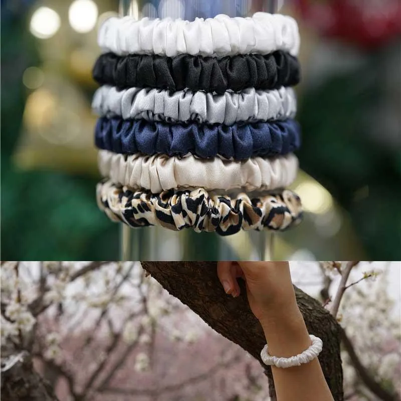 100 pieces mini silk scrunchies wholesale mix colors