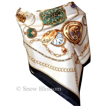 100% Pure Silk Scarves - Clocks