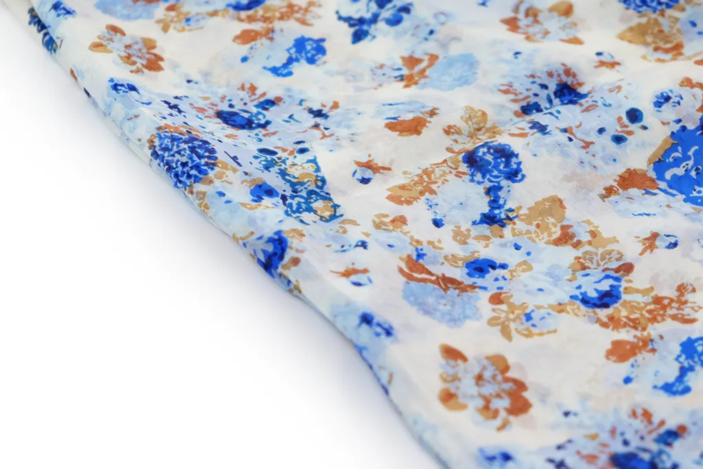 100% Silk Spanish Design Scarves (Blue Floral)