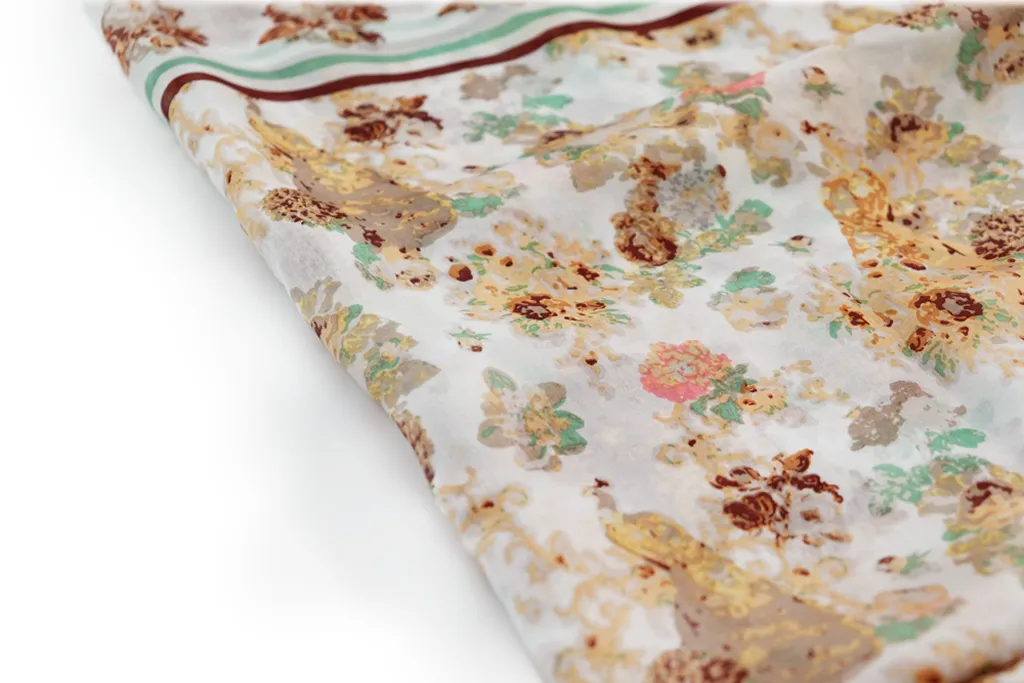 100% Silk Spanish Design Scarves (Brown Floral)