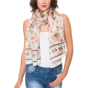 100% Silk Spanish Design Scarves (Brown Floral)