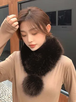 1pc Solid Color Premium Plush Ball Classic Neck Warmer - FD ⚡