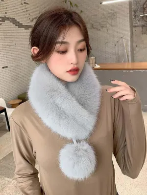 1pc Solid Color Premium Plush Ball Classic Neck Warmer - FD ⚡