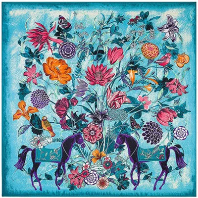 2020 Big Size Square Silk Twill Giraffe Scarf 130*130CM
