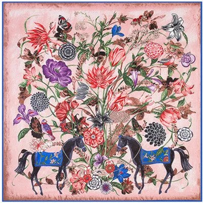 2020 Big Size Square Silk Twill Giraffe Scarf 130*130CM