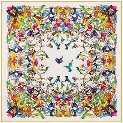 2020 Big Size Square Silk Twill Giraffe Scarf 130*130CM