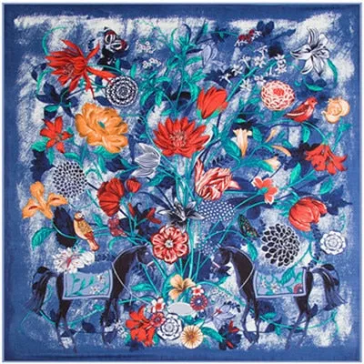 2020 Big Size Square Silk Twill Giraffe Scarf 130*130CM