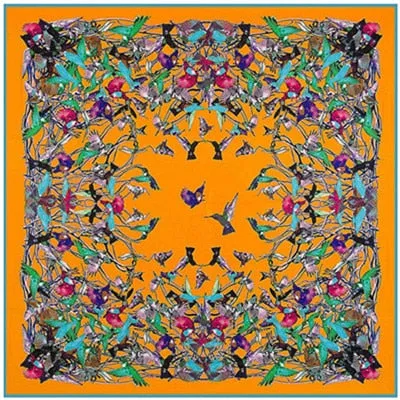 2020 Big Size Square Silk Twill Giraffe Scarf 130*130CM