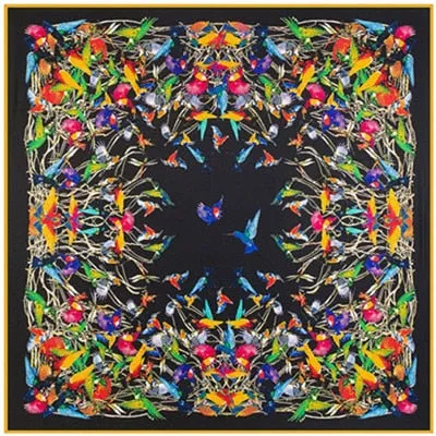 2020 Big Size Square Silk Twill Giraffe Scarf 130*130CM