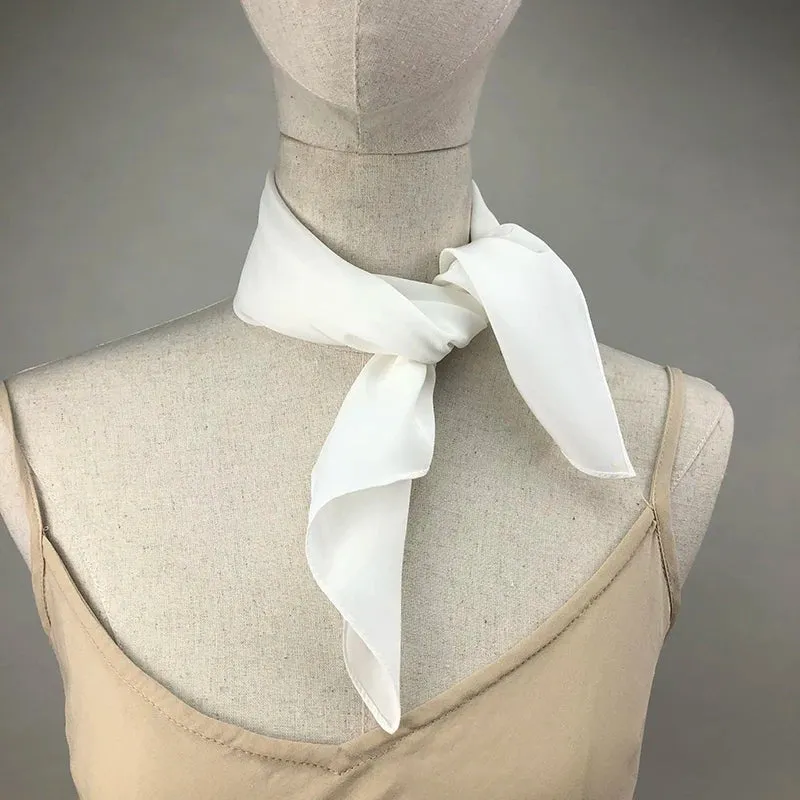 2020 New Women Silk Scarf Square Neck Shawls  Lady White Solid  Bandana Hair Band Kerchief for DIY Painting