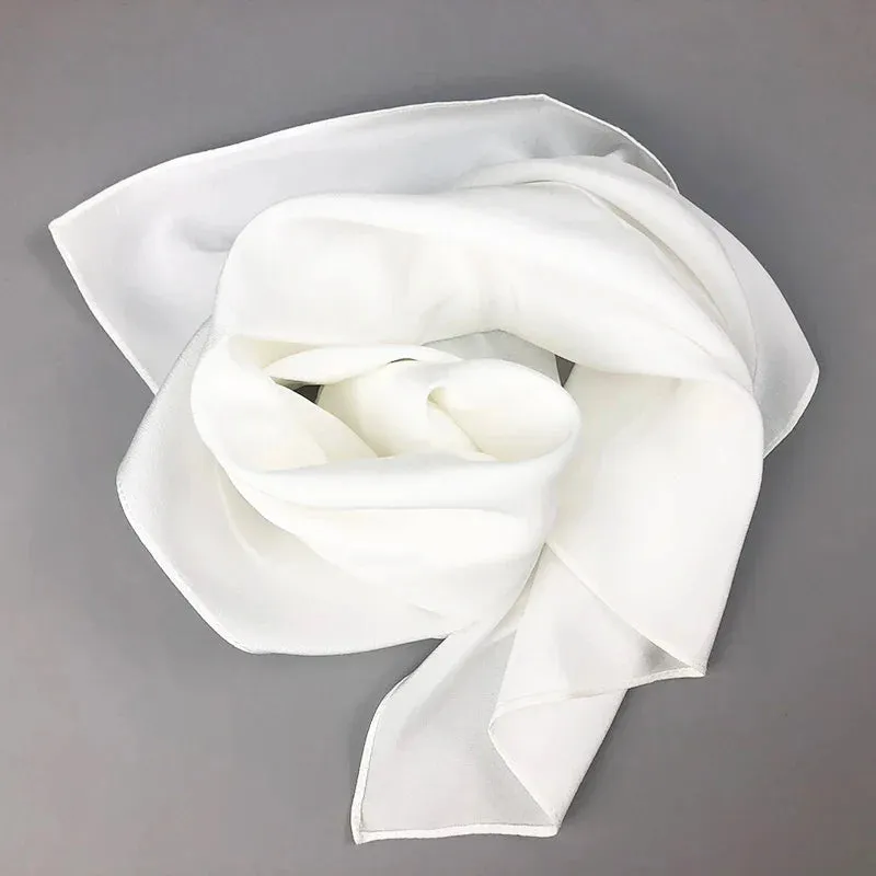 2020 New Women Silk Scarf Square Neck Shawls  Lady White Solid  Bandana Hair Band Kerchief for DIY Painting