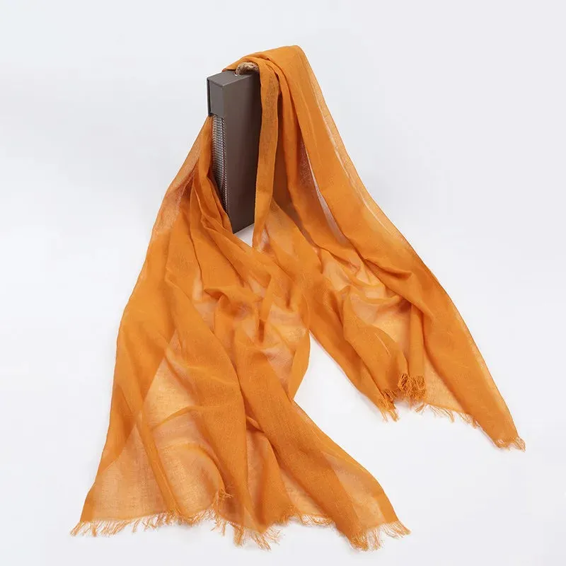 2023 Silk Scarves Women Luxury Brand Hijab Scarf Solid Foulard Femme Shawls Wraps Silk Bandana Head Scarf Hijab Beach Poncho