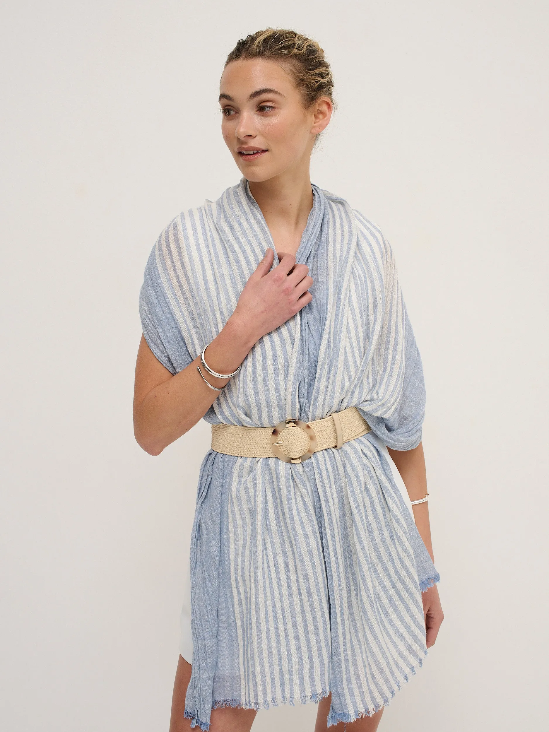 [24SS] Blue Stripe Cotton Lightweight Scarf