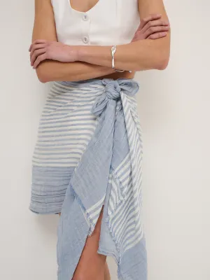 [24SS] Blue Stripe Cotton Lightweight Scarf