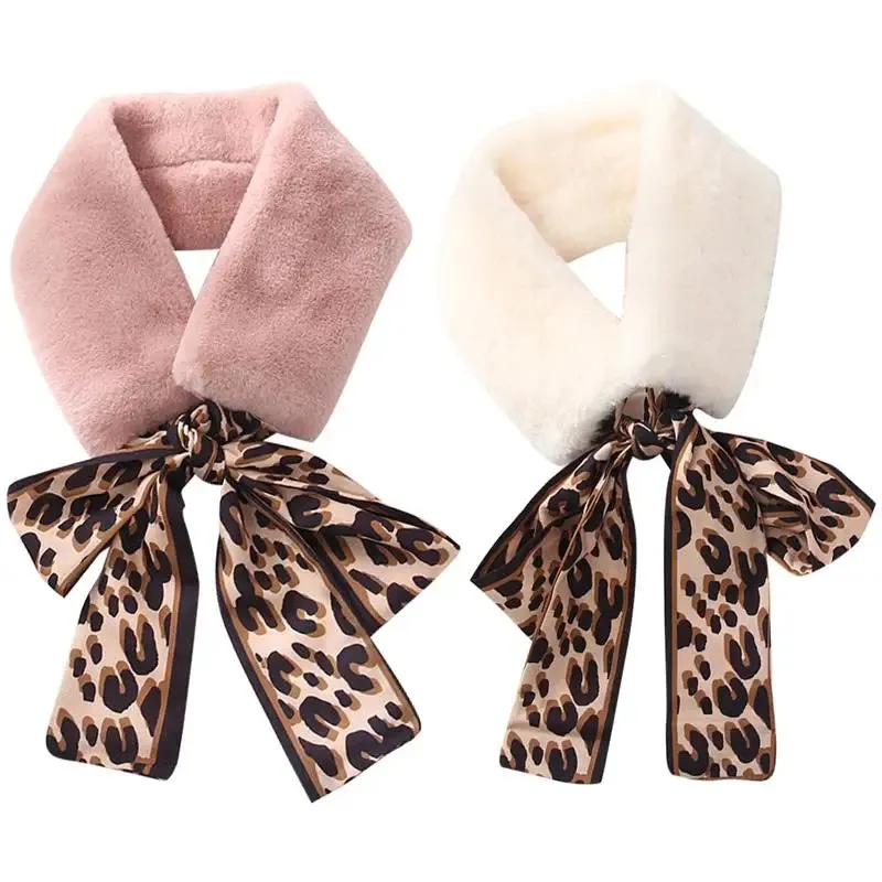 2pcs Elegant Neck Scarf Fashion Leopard Creative Neck Warmer Short Scarf For Winter Clothing Accessories