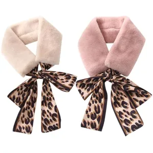 2pcs Elegant Neck Scarf Fashion Leopard Creative Neck Warmer Short Scarf For Winter Clothing Accessories