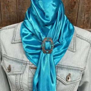 35X35"  Solid Aqua Wild Rag / Scarf - W195B Slide WRSC8G