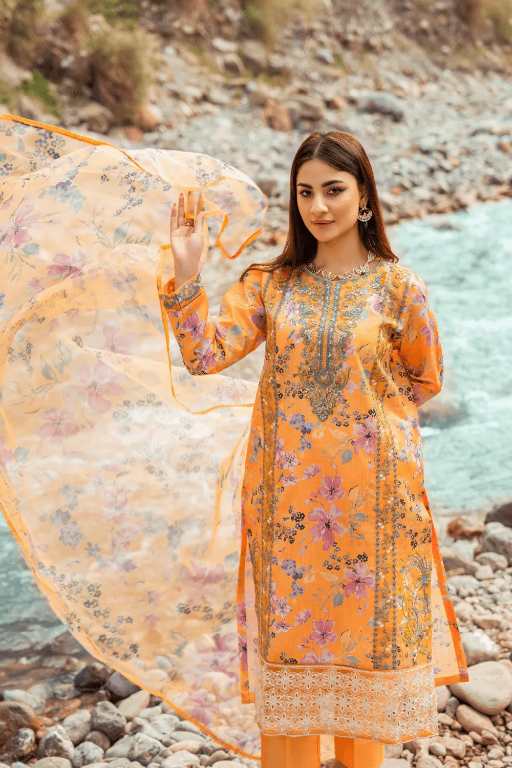 3PC Stitched | Embroidered Raw Silk Suit