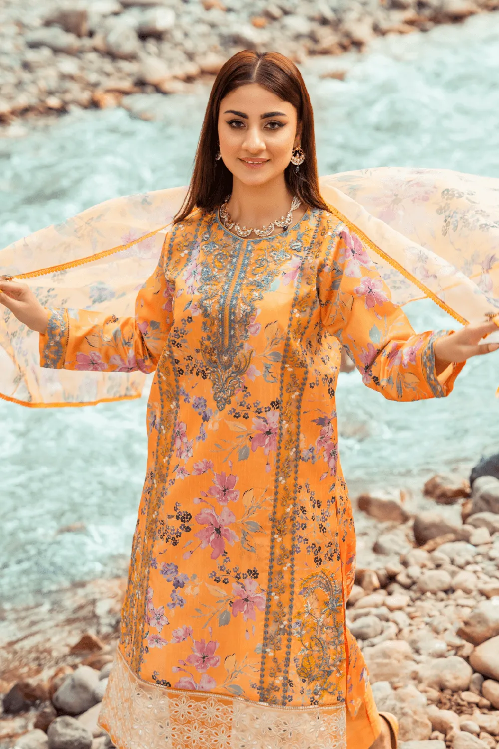 3PC Stitched | Embroidered Raw Silk Suit