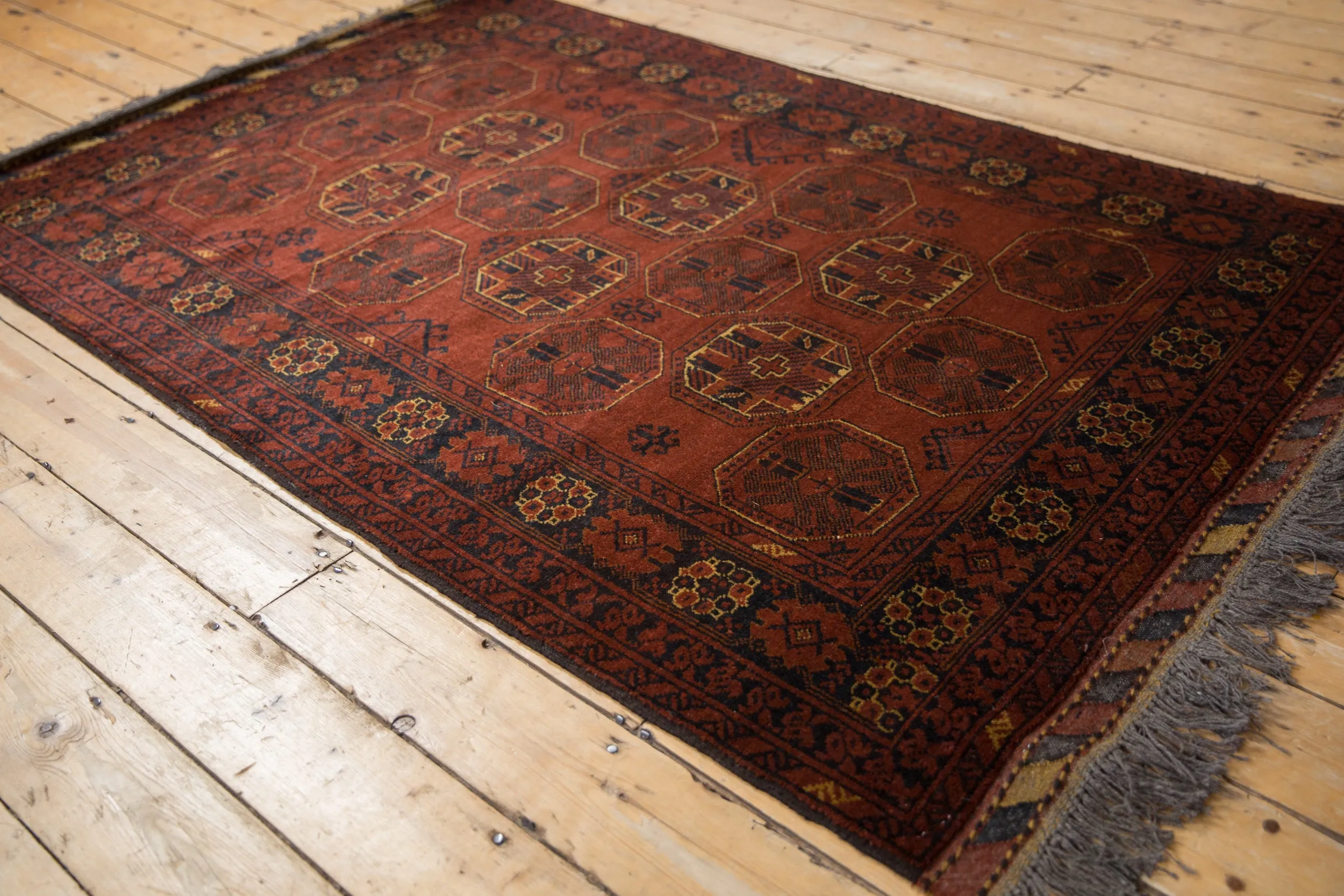 4.5x7 Vintage Afghani Bokhara Design Rug