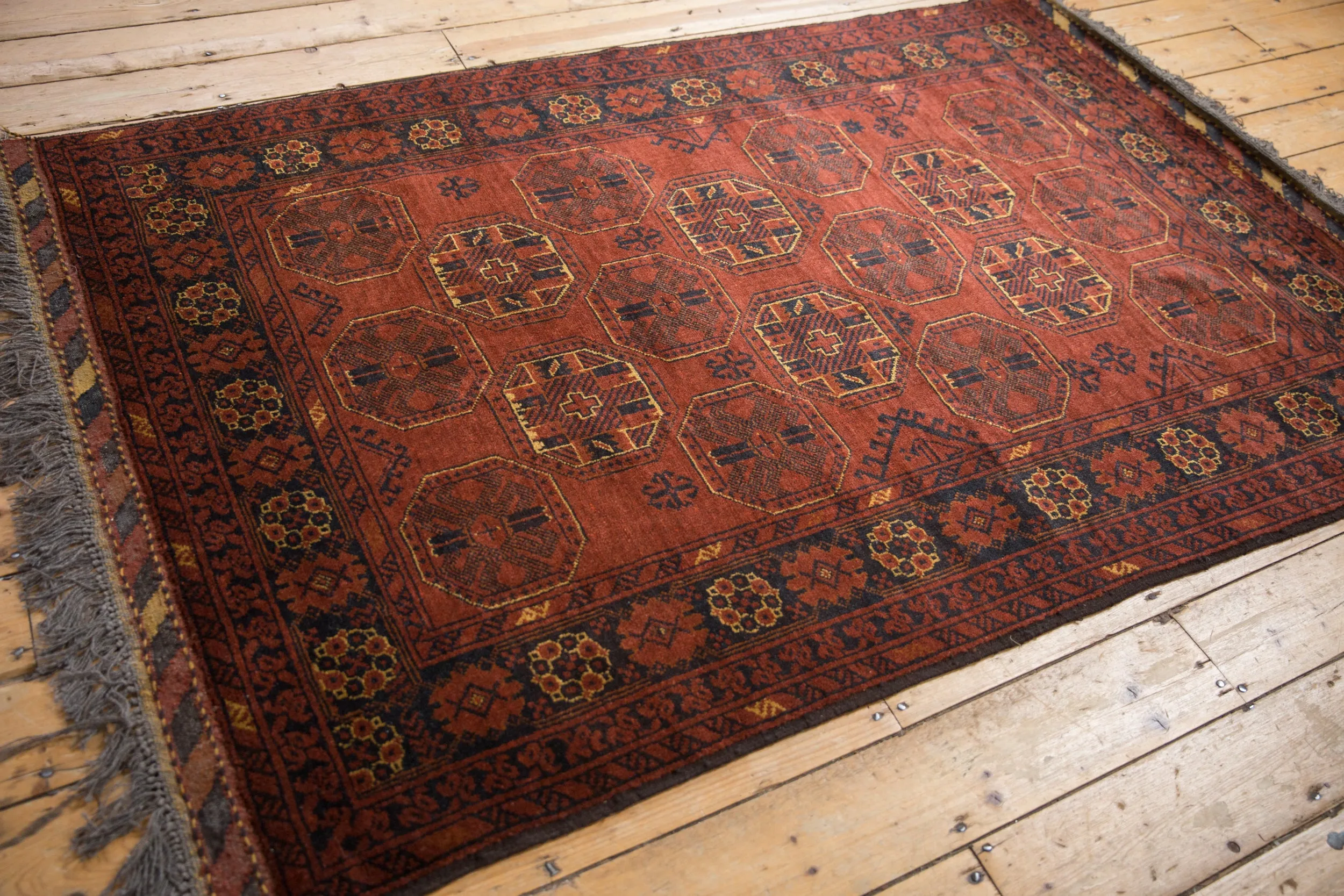 4.5x7 Vintage Afghani Bokhara Design Rug