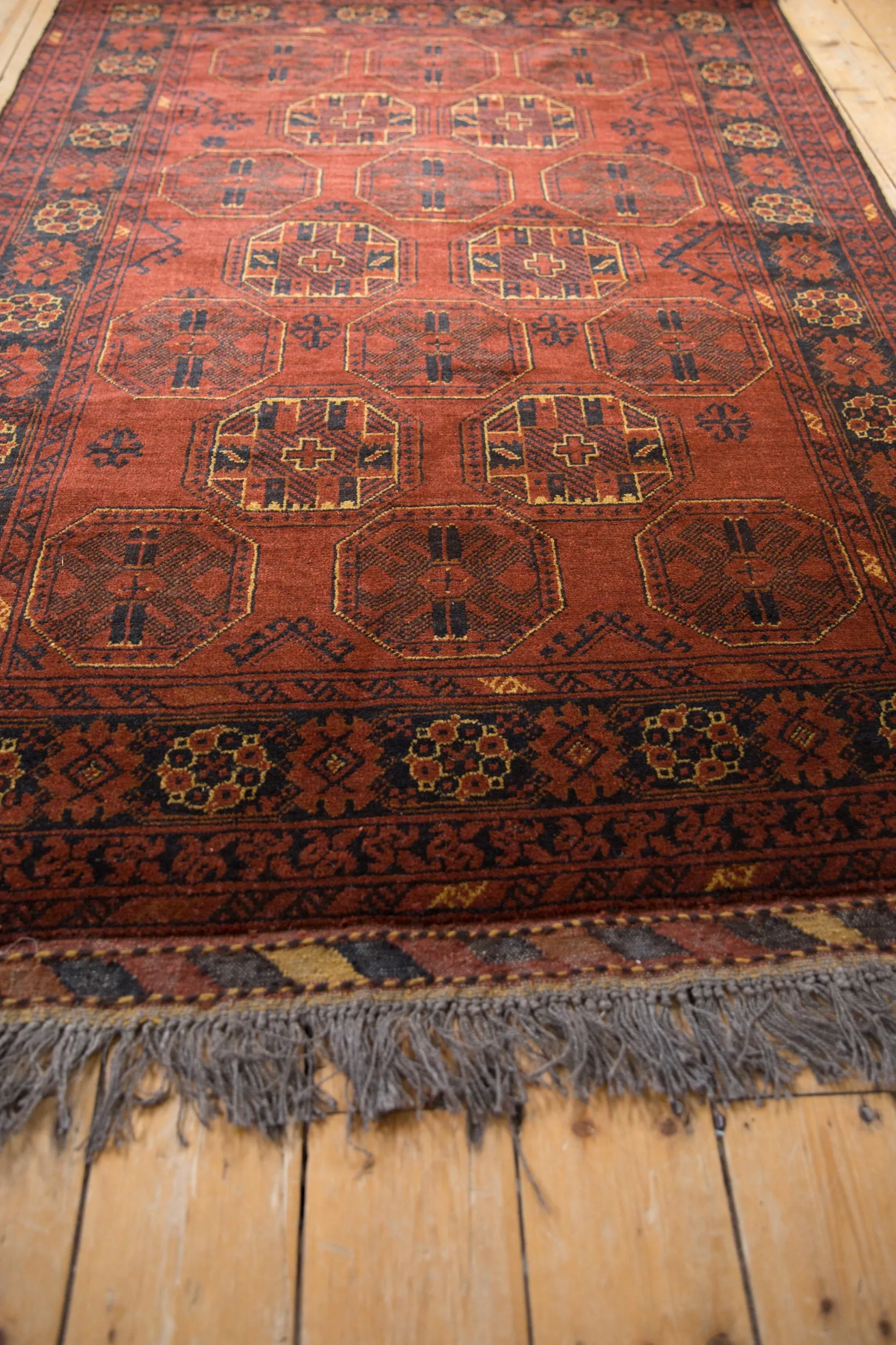 4.5x7 Vintage Afghani Bokhara Design Rug
