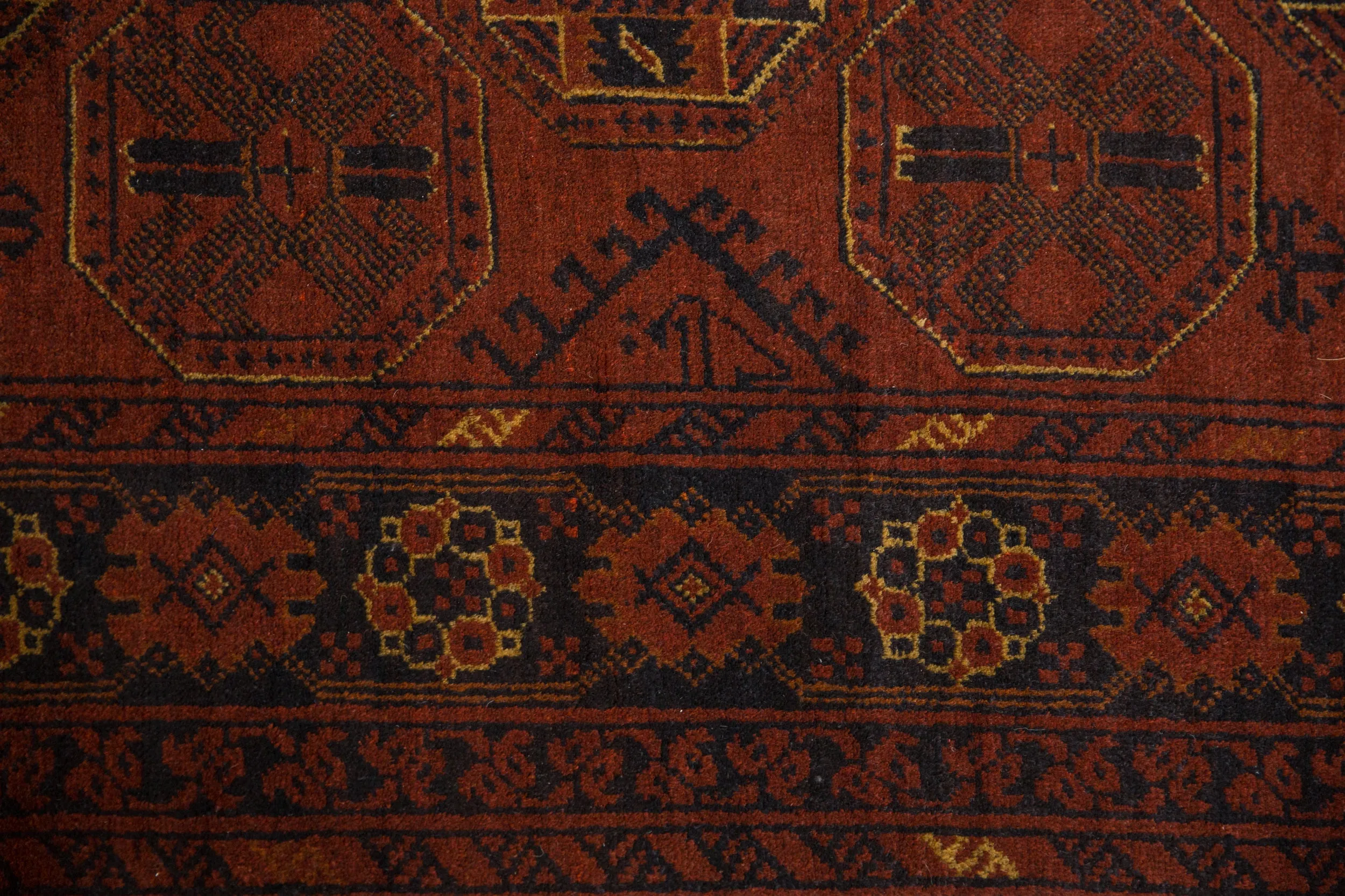 4.5x7 Vintage Afghani Bokhara Design Rug