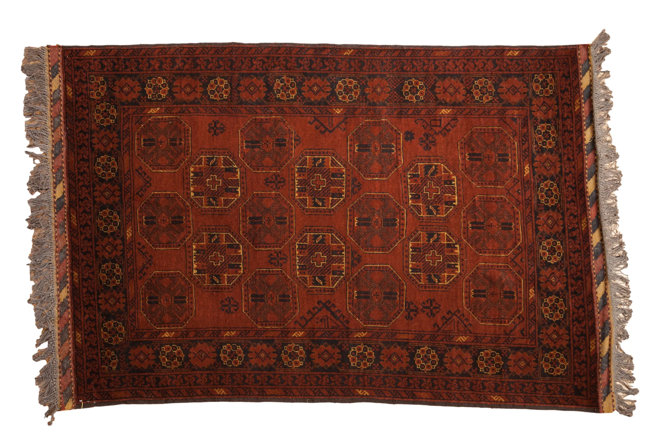 4.5x7 Vintage Afghani Bokhara Design Rug