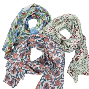 6F159 Cotton Scarves Hand Block Printed Pack of 5