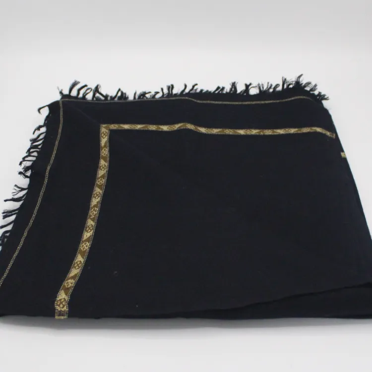 96 Wool Pashmina Swati Shawl  Black Color