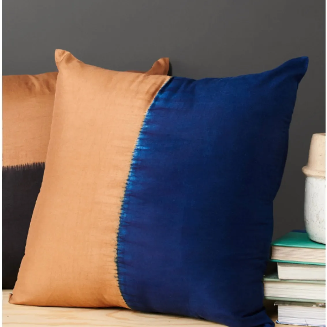 Aakar Indigo Silk Pillow 18”x18”