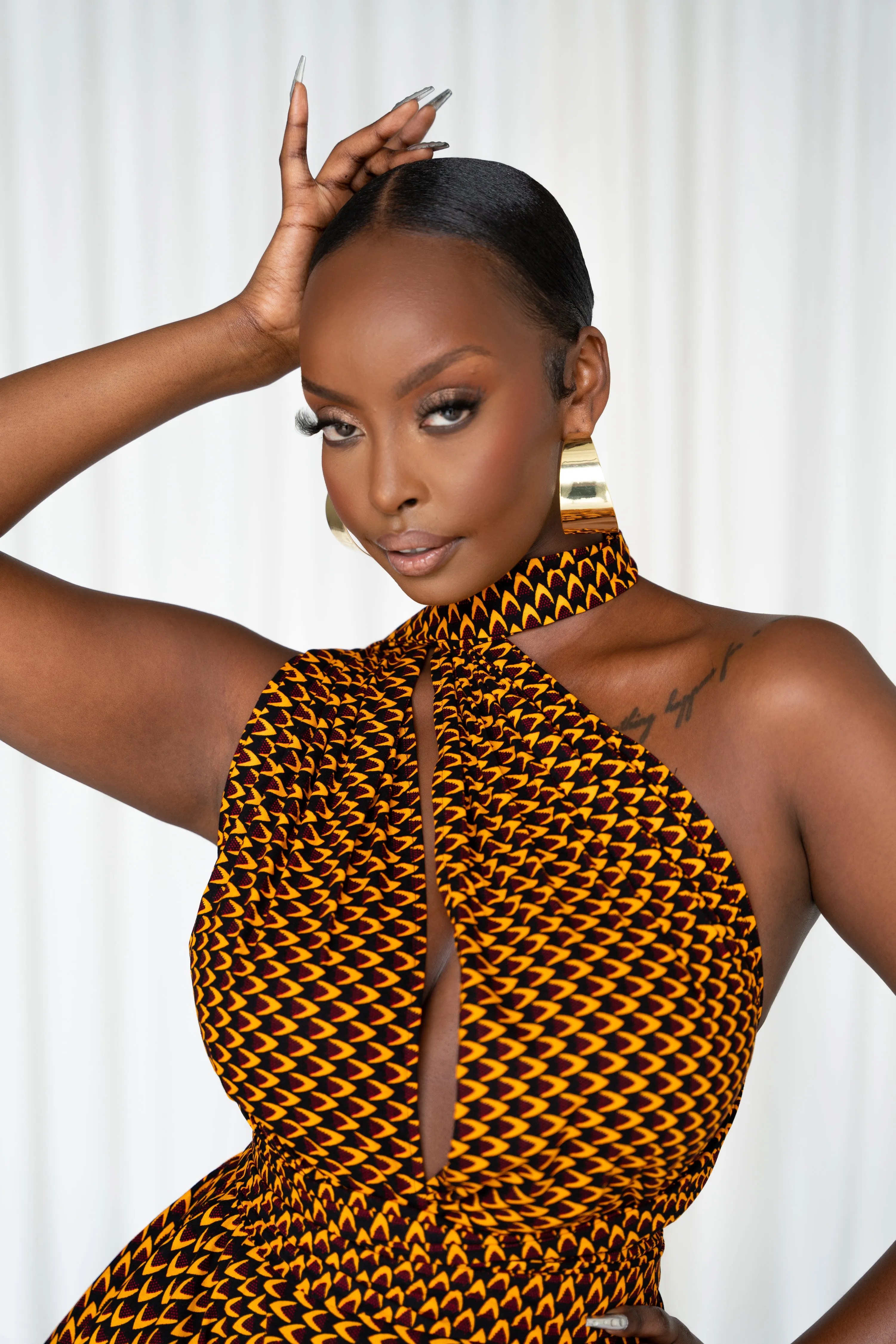 AGBANI African Print Flair Mini Infinity dress
