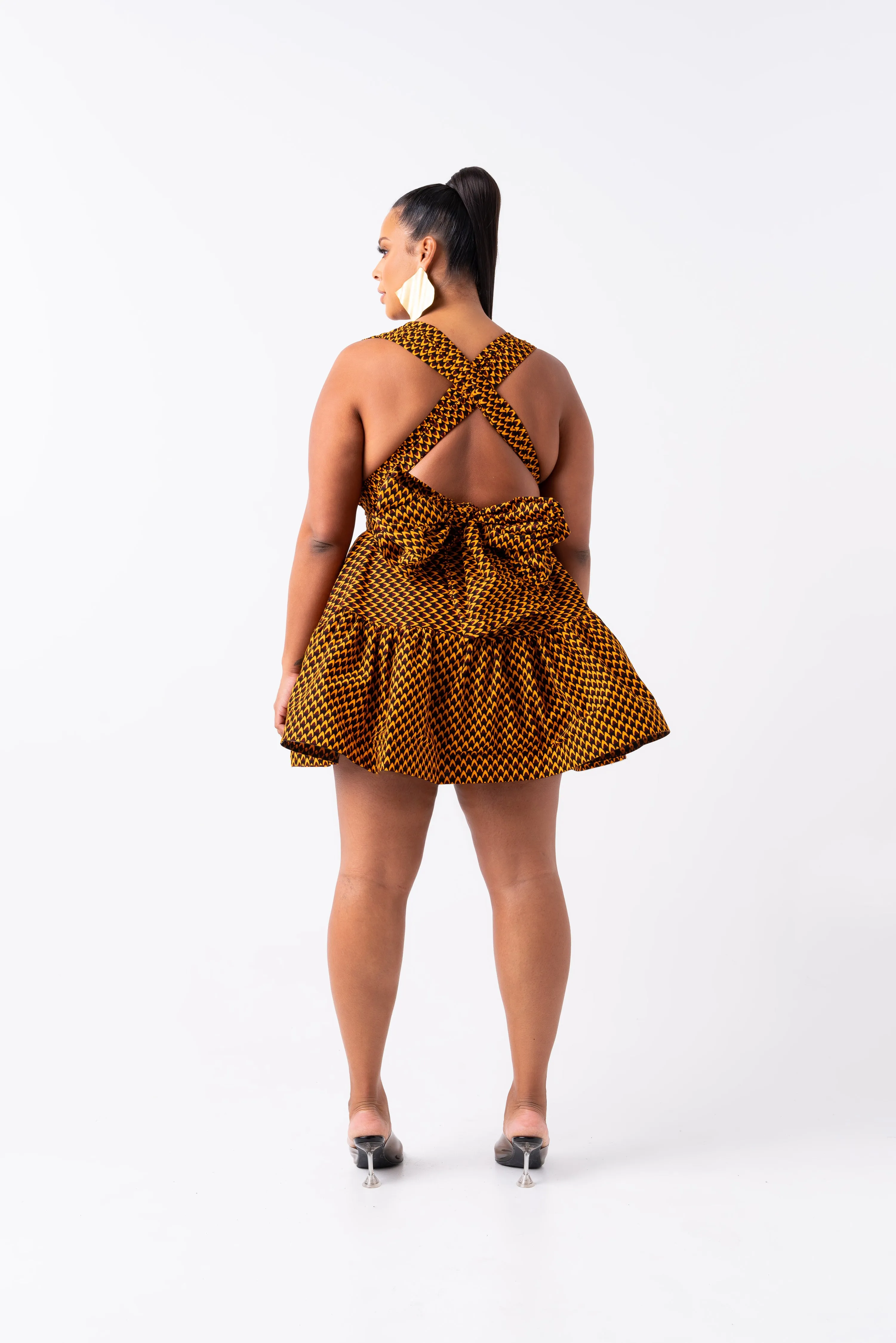 AGBANI African Print Flair Mini Infinity dress