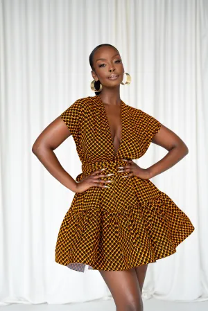 AGBANI African Print Flair Mini Infinity dress