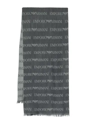 Allover logo wool blend scarf