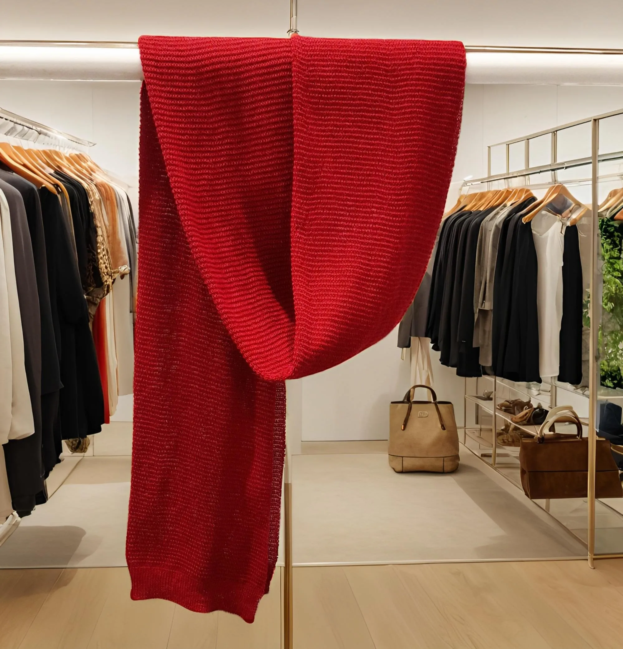 Alpaca Pure Wool Wrap Scarf Red