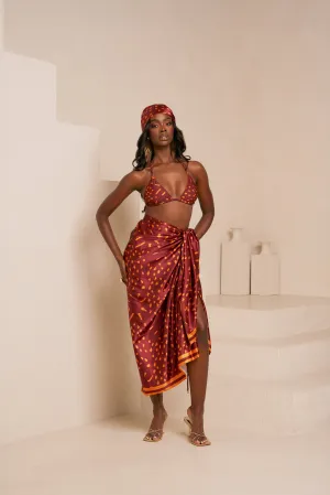 AMINAH ORANGE XL SILK SCARF