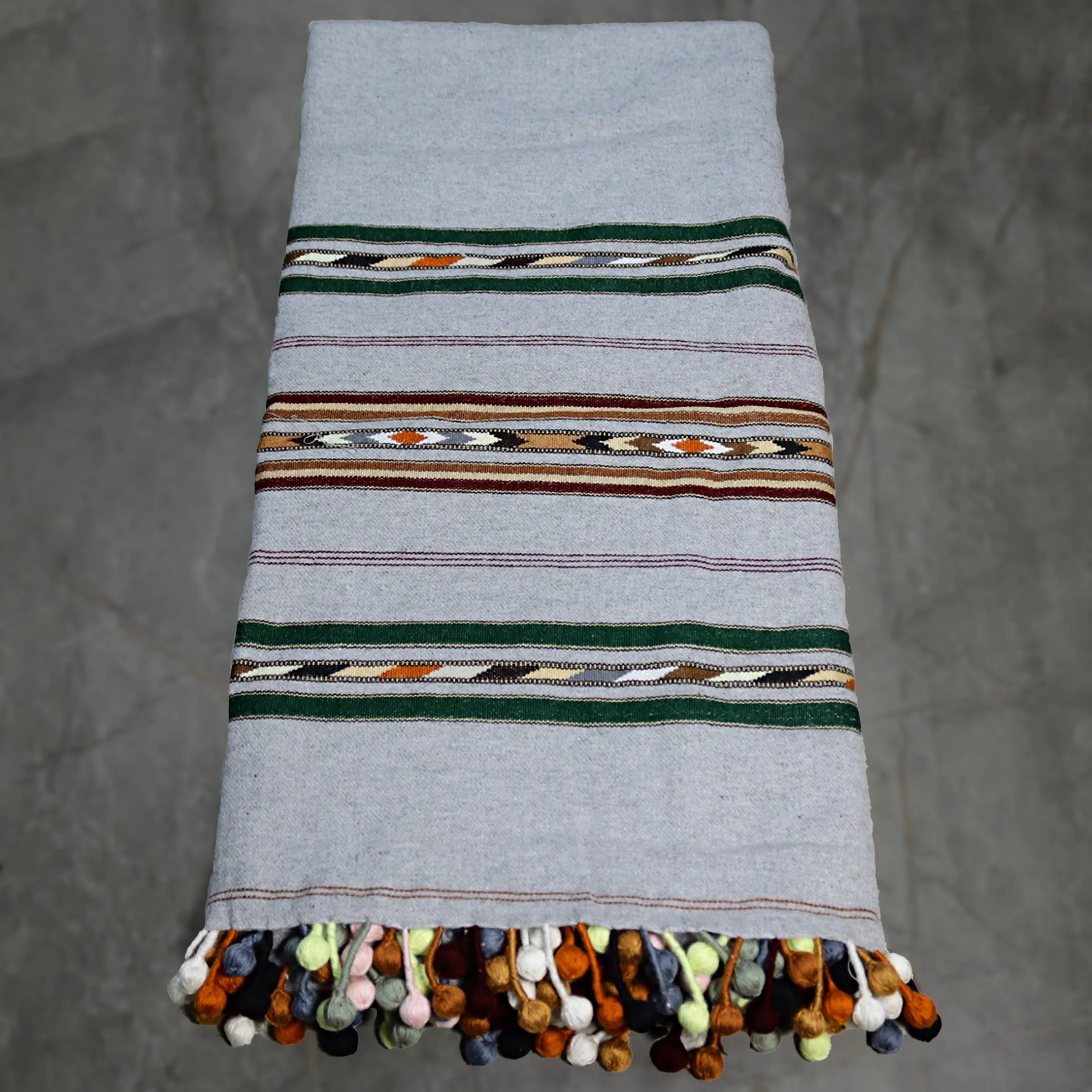 Angoora wool Bamble Handmade Swati Shawl Grey Color