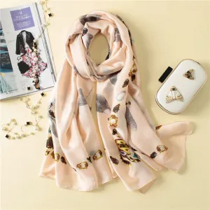 Animal Dragonfly Print Silk Scarf Silky Shawl Wrap for Women Ladies Girls 90x180