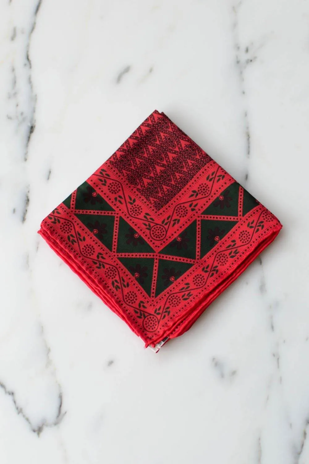 Anne Klein Red and Green Silk Scarf