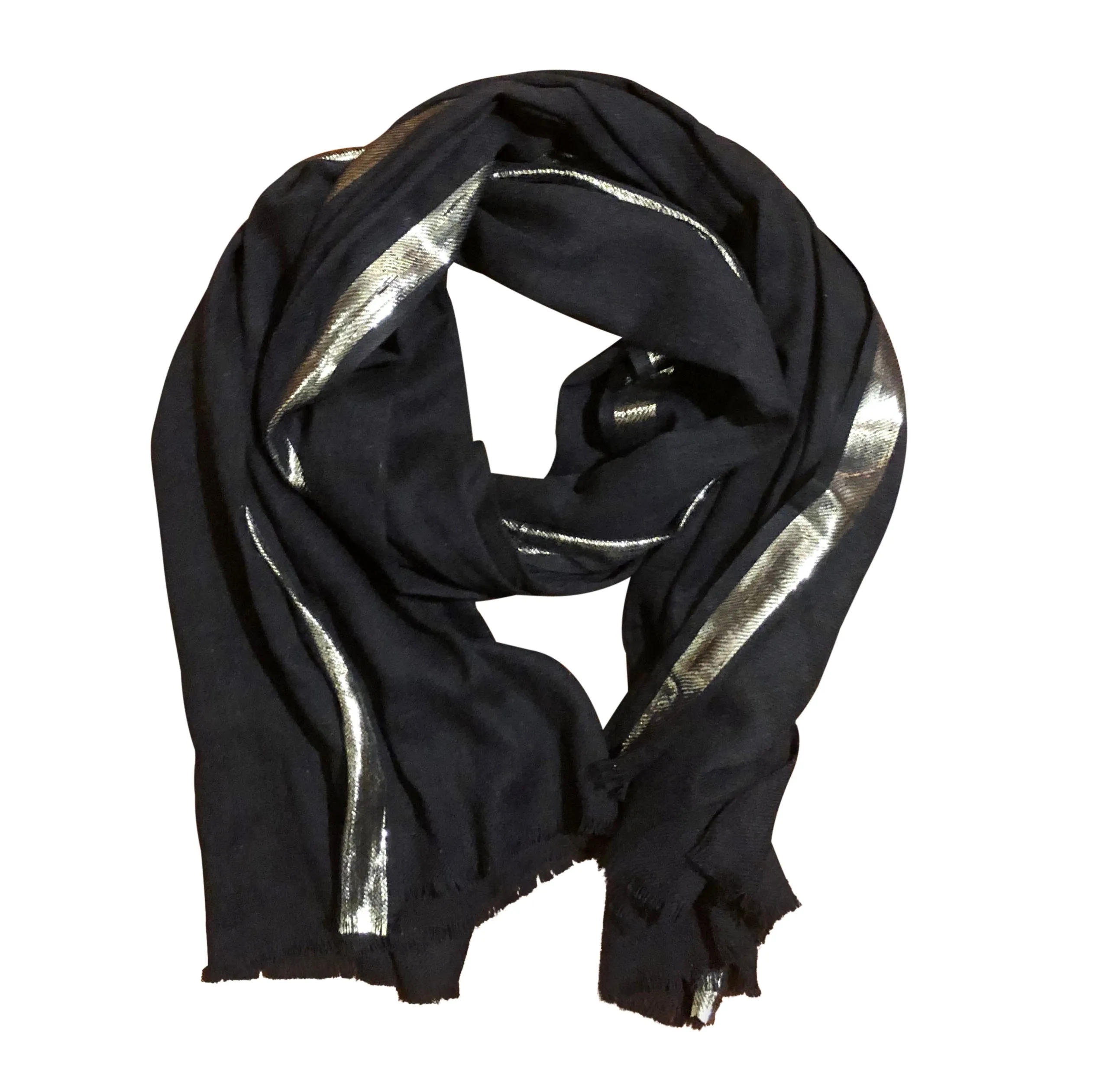 Ash Cotton Lurex Scarf - Black
