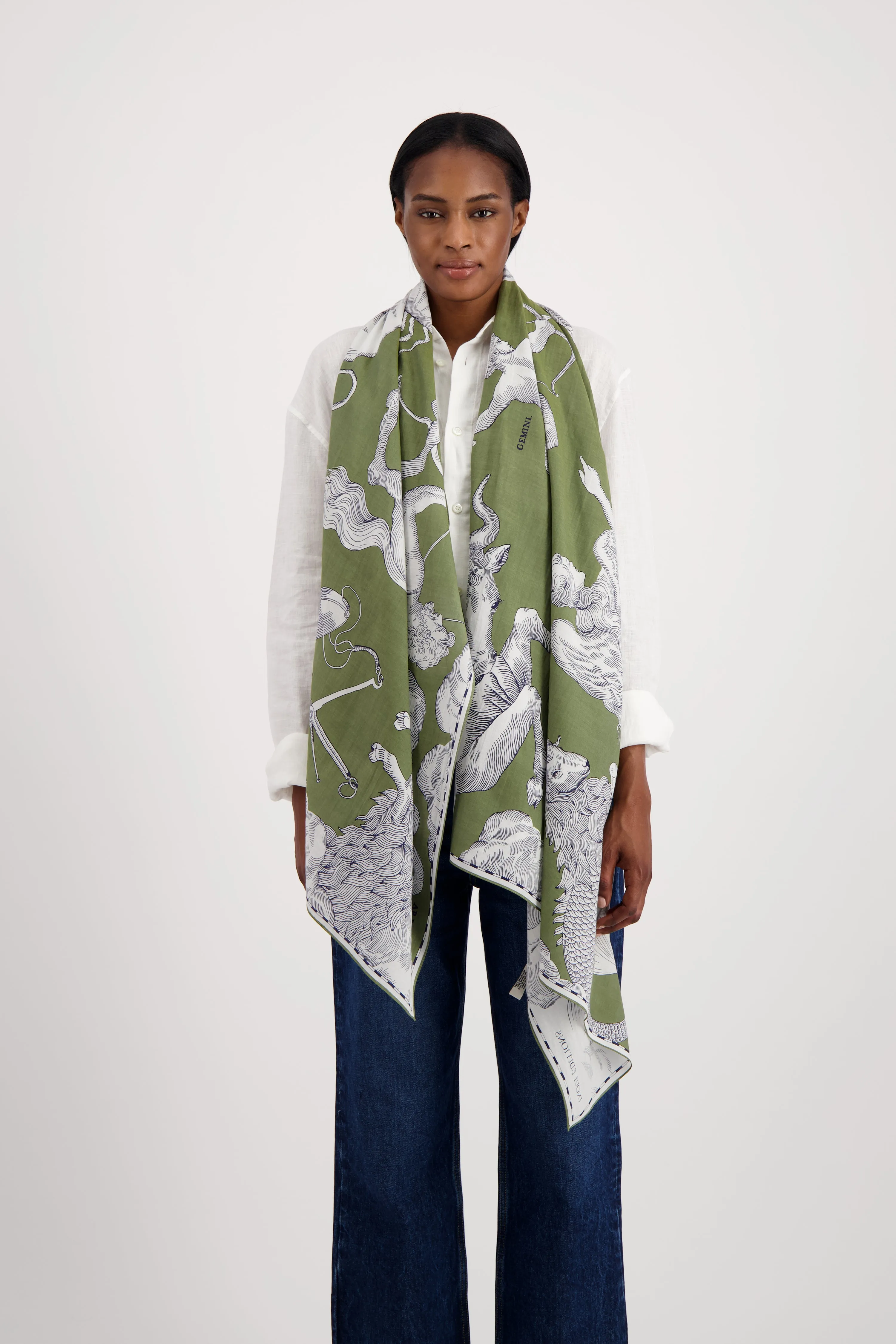 Astrology Scarf in Khaki