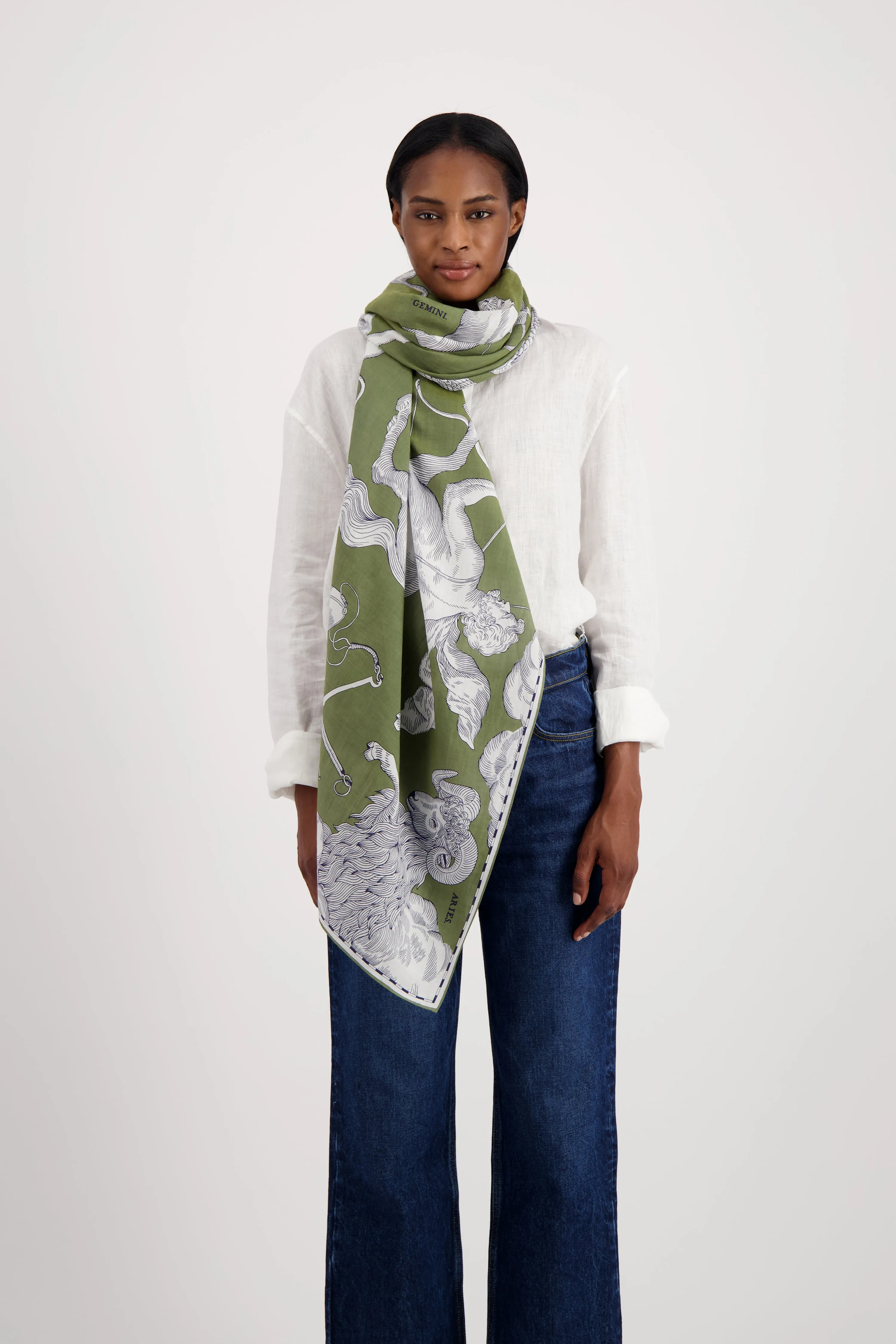 Astrology Scarf in Khaki