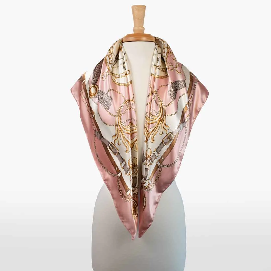 Aurélie- Stylized Equestrian Pattern in Primrose Scarf