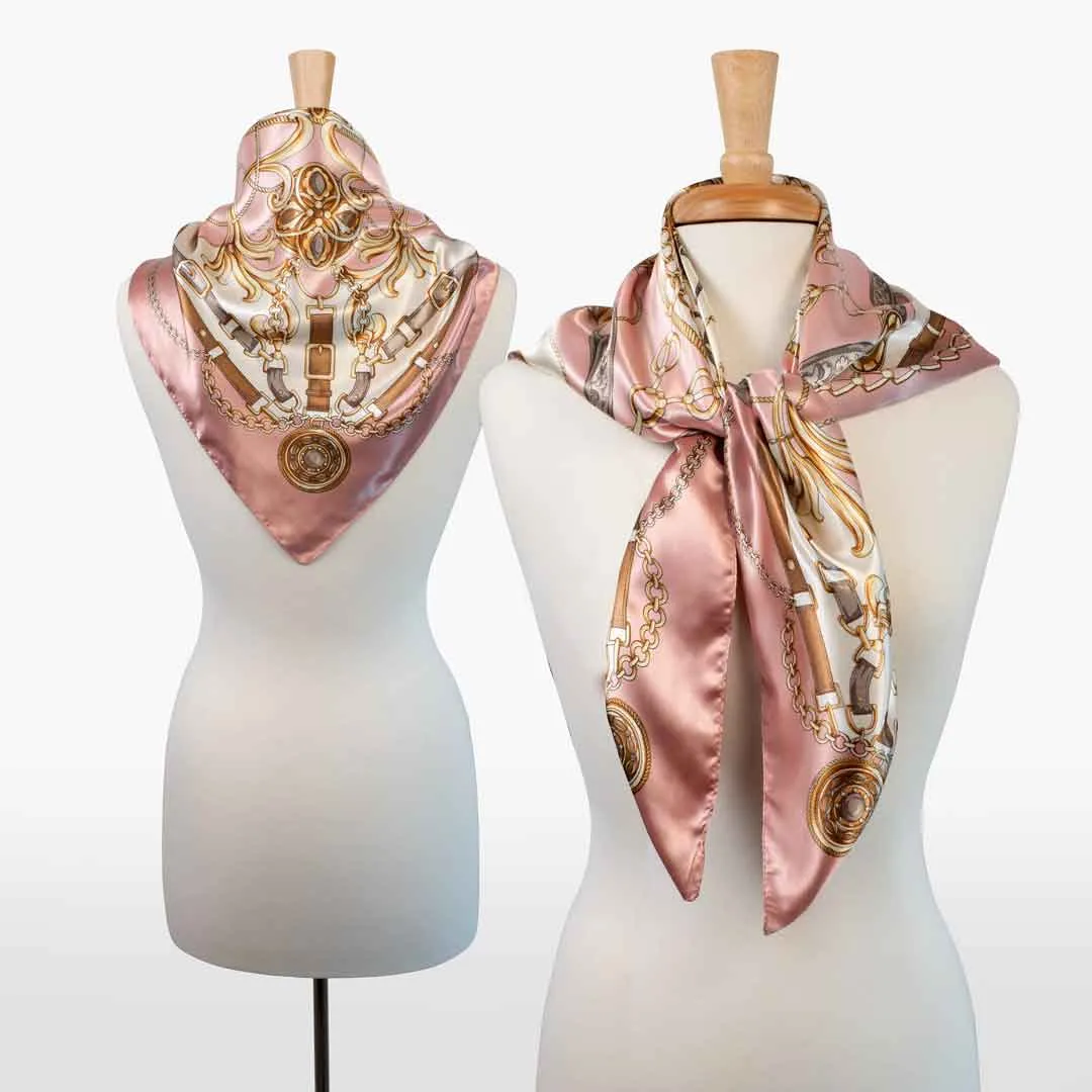 Aurélie- Stylized Equestrian Pattern in Primrose Scarf