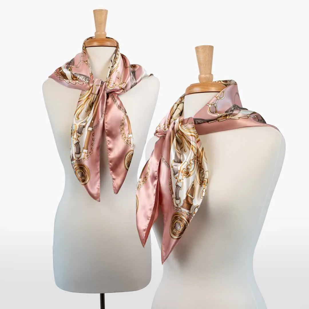 Aurélie- Stylized Equestrian Pattern in Primrose Scarf
